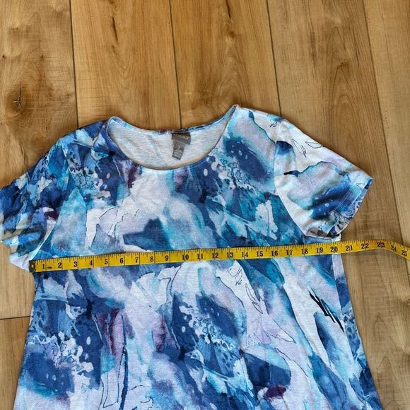 Chicos Women's Short Sleeve Asymmetrical Top Large (Chico's 2) - Picture 4 of 9